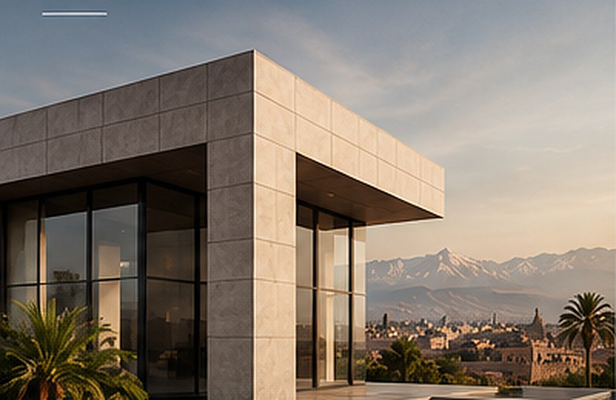 Architecture contemporaine en pierre et verre